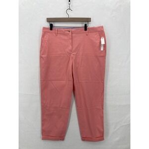 Talbots Pants Womens 14 Pink Relaxed Chino Supersoft Ankle Stretch Casual Preppy